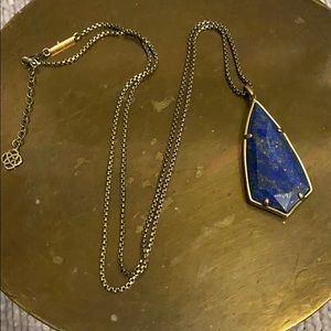 Kendra Scott Carol Necklace Antique Brass & Lapis